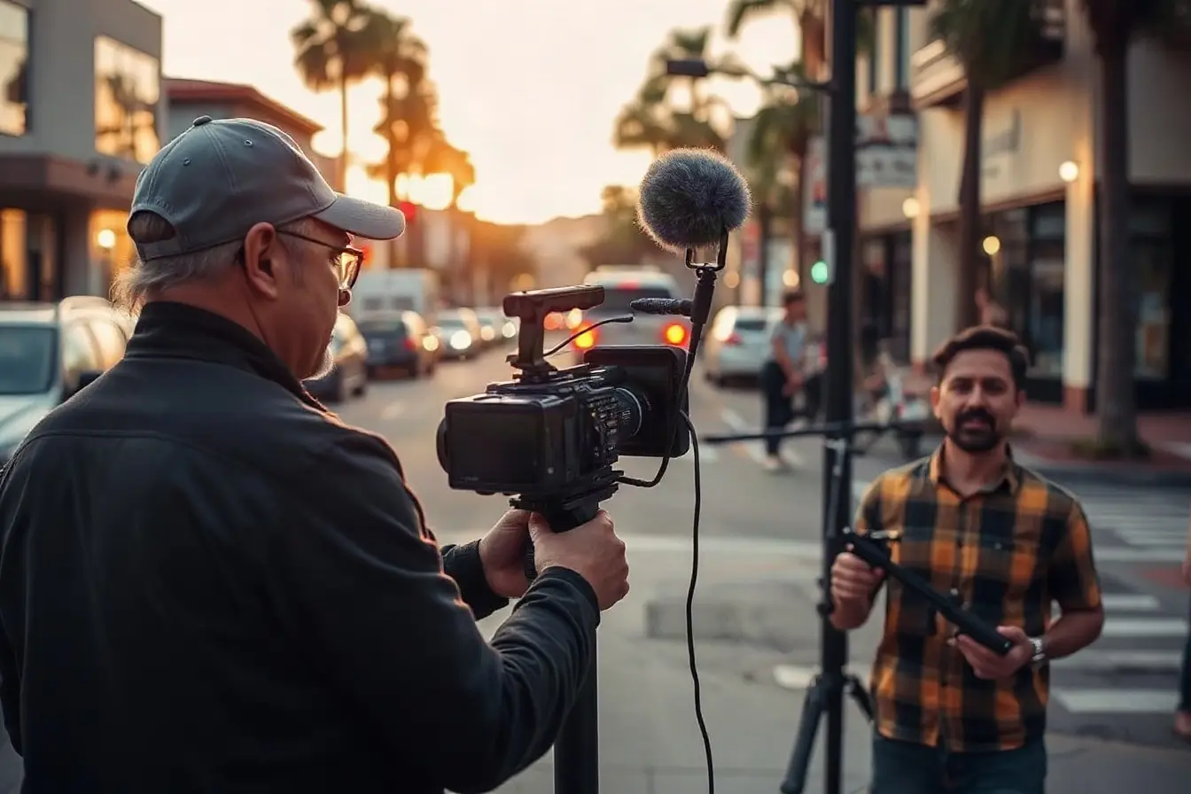 Video production on a San Diego street